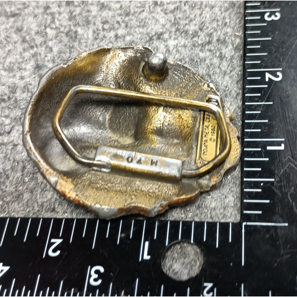 Indiana Metal Craft Lion Head Belt Buckle Vintage 1980s Heavy Cast Rustic - Picture 10 of 10